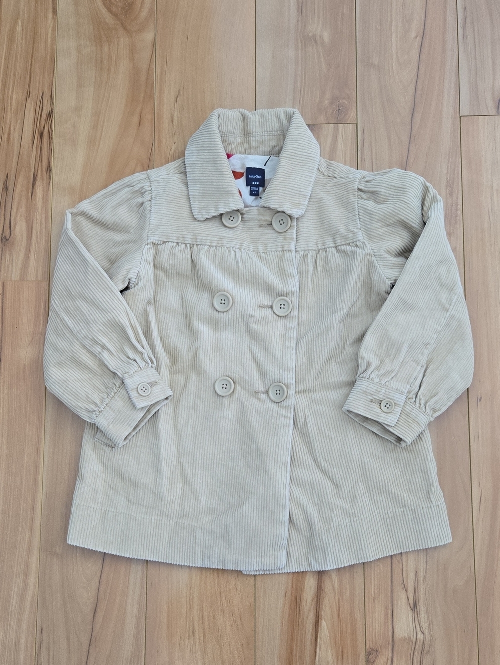 Baby Gap Beige Corduroy Double-Breasted Peacoat Jacket Size 5T